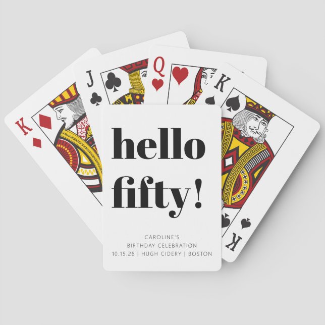 Jeu De Cartes Gras noir et blanc moderne 50e anniversaire Person (dos)