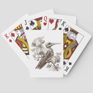Jeu De Cartes Gravure de squelette d'oiseau vintage et de fleurs