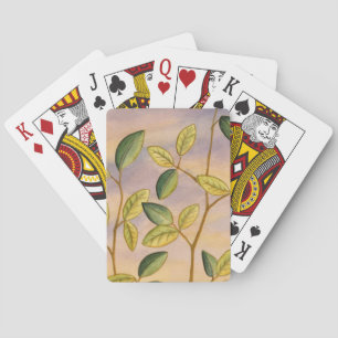 Jeu De Cartes Green and Yellow Leaves on Sunset Background