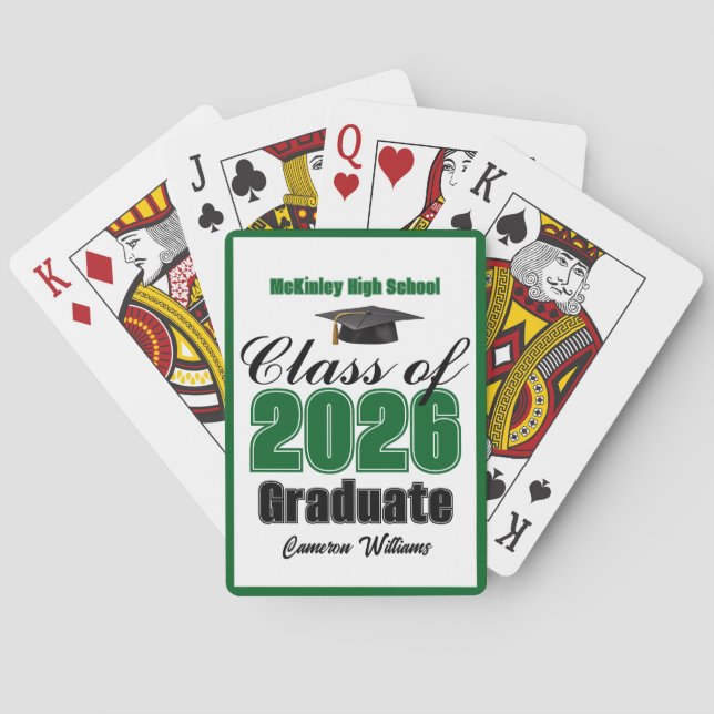 Jeu De Cartes Green Class of 2026 Custom Graduation Party (dos)