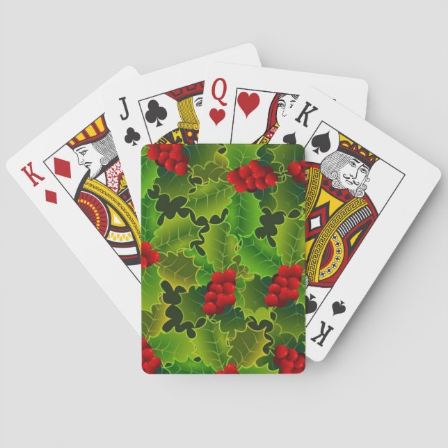 Jeu De Cartes Green Holly with Red Berries (dos)