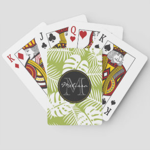 Jeu De Cartes Green Palm Feuille Rainforest Motif Monogram