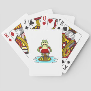 Jeu De Cartes Grenouille à la piscine avec un bouée de natation