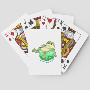 Jeu De Cartes Grenouille avec verre de jus