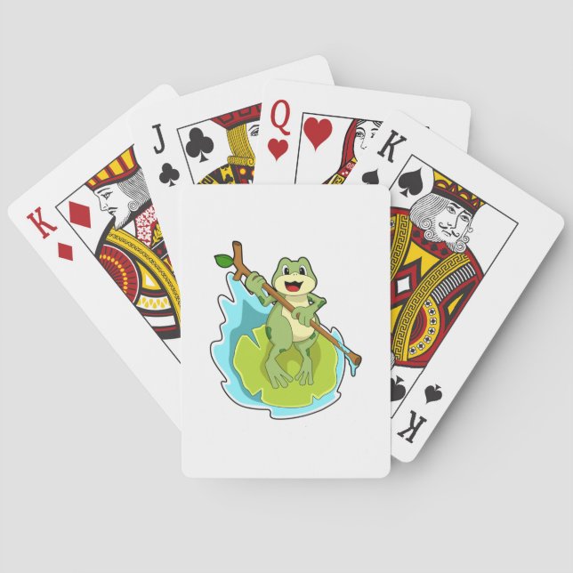 Jeu De Cartes Grenouille comme randonneur avec bâton (dos)
