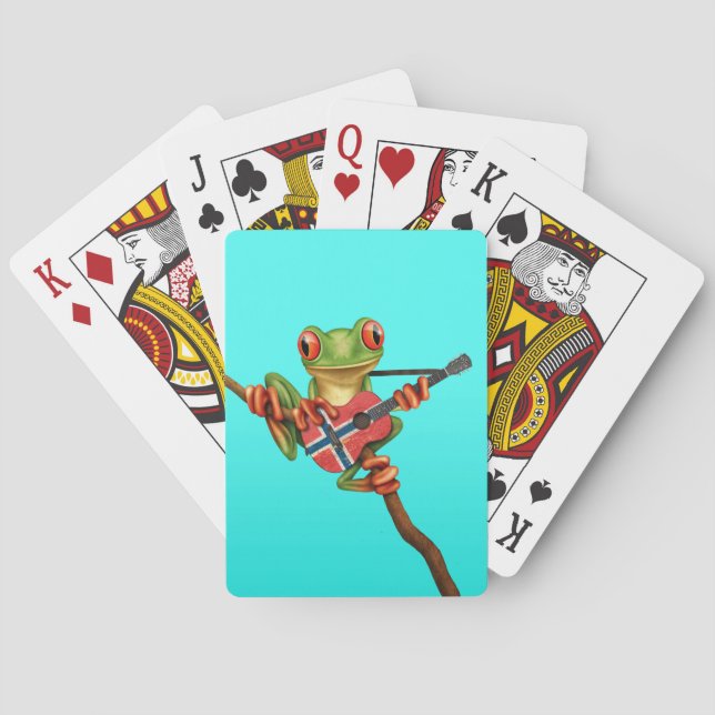 Jeu De Cartes Grenouille d'arbre jouant le bleu norvégien de (dos)