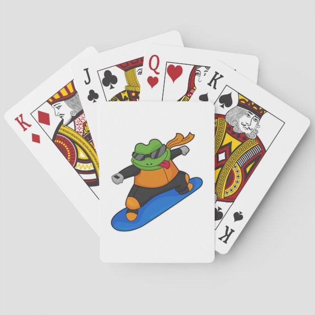 Jeu De Cartes Grenouille en snowobarder avec snowboard (dos)