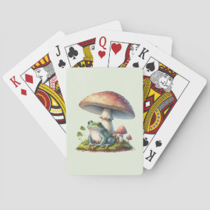 Jeu De Cartes Grenouille sous un champignon Mignon Nature