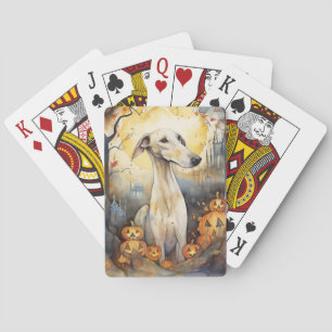 Jeu De Cartes Greyhound d'Halloween avec citrouilles effrayant