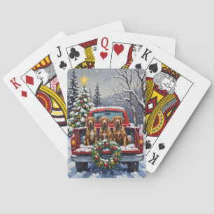 Jeu De Cartes Griffon d'arrêt à poil dur camion rouge de Noël
