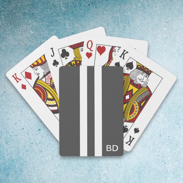 Jeu De Cartes Gris Monogramme Cartes de jeu pour hommes (Créateur téléchargé)