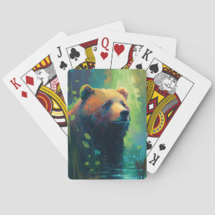 Jeu De Cartes Grizzly Oear Animal Portrait Peinture Faune Art