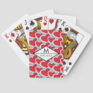 Jeu De Cartes Gros Coeurs rouges Répéter Motif mou