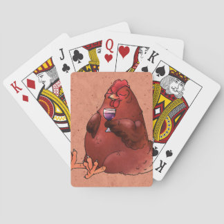 Jeu De Cartes Grosse poule rouge avec du vin