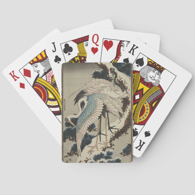 Jeu De Cartes Grues sur un pin couvert de neige Hokusai (dos)