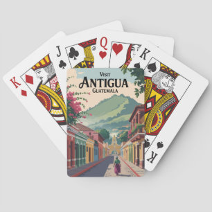 Jeu De Cartes Guatemala Antigua Illustration Voyage Art Vintage