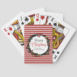 Jeu De Cartes Guirlande de fête et Noël des rayures   de rouge