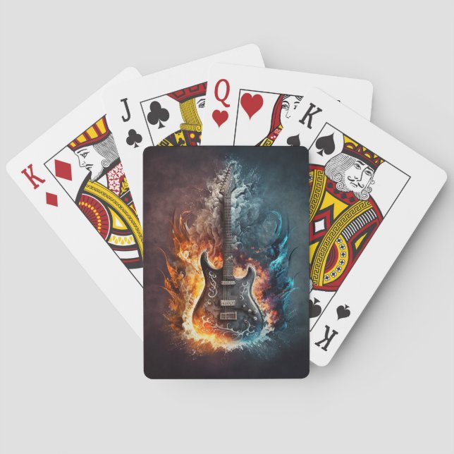 Jeu De Cartes Guitare en flamme jouant aux cartes (dos)