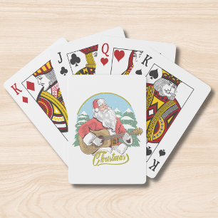 Jeu De Cartes Guitare Jouant au Père Noël Noël
