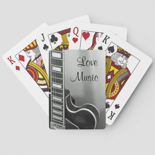 Jeu De Cartes Guitare personnalisable de musique d'amour (dos)