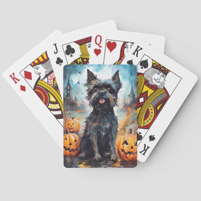 Jeu De Cartes Halloween Affenpinscher avec la peur Citrouille (dos)