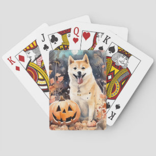 Jeu De Cartes Halloween Akita Avec Peur Citrouille