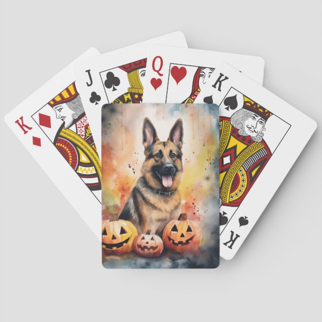 Jeu De Cartes Halloween berger allemand avec la peur Citrouille (dos)