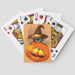 Jeu De Cartes Halloween Cute Kitty Witch et ami Citrouille