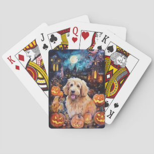 Jeu De Cartes Halloween Goldendoodle avec la peur Citrouille