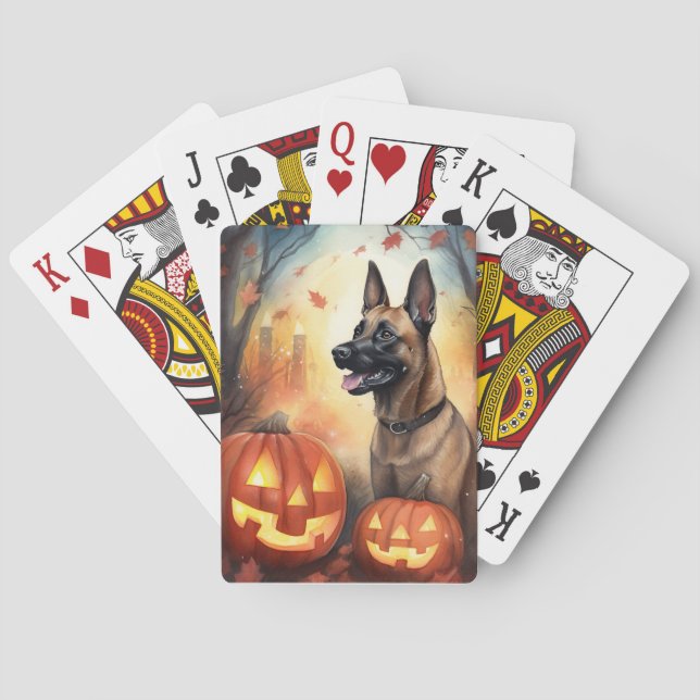 Jeu De Cartes Halloween Malinoi Belge Avec Peur Citrouille (dos)