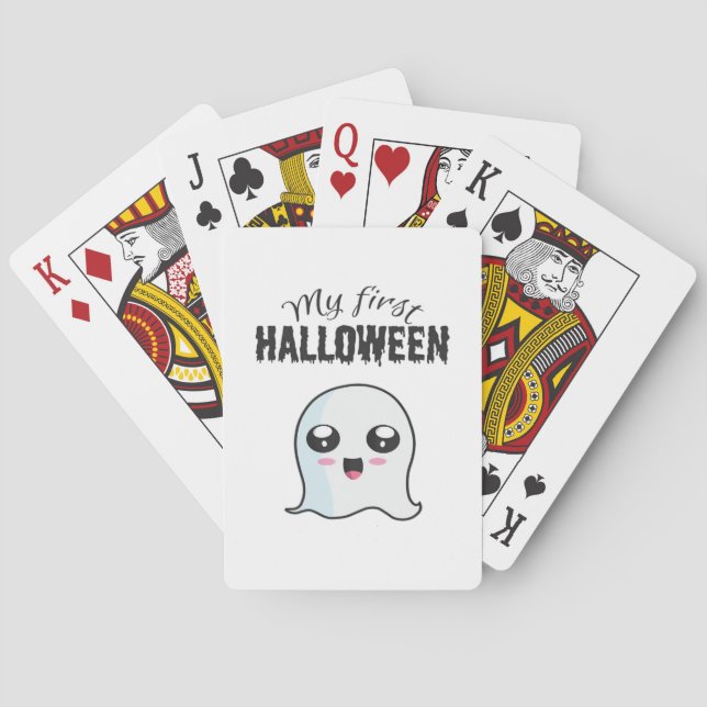 Jeu De Cartes Halloween mignonne Boo nouveau-né bébé fille premi (dos)
