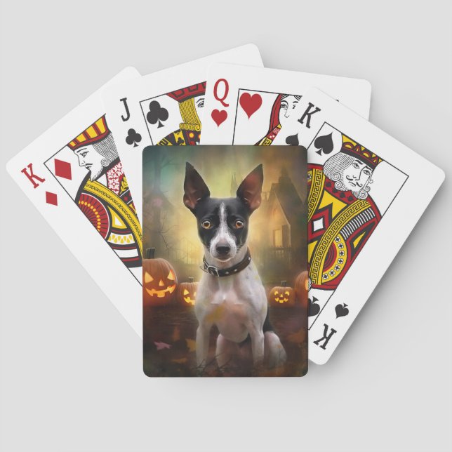 Jeu De Cartes Halloween Rat Terrier Avec La Peur Citrouille (dos)