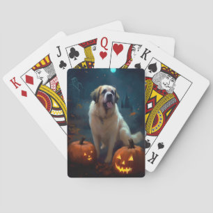 Jeu De Cartes Halloween Saint Bernard avec la peur Citrouille