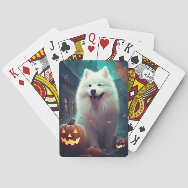 Jeu De Cartes Halloween Samoyé Avec Peur Citrouille (dos)