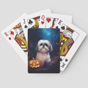 Jeu De Cartes Halloween Shih Tzu Avec La Peur Citrouille