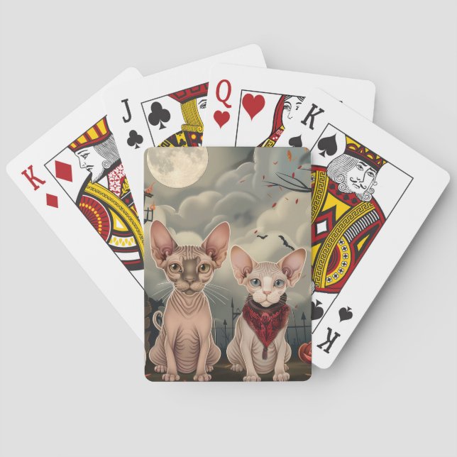 Jeu De Cartes Halloween sphynx chats Éffrayant (dos)
