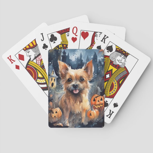 Jeu De Cartes Halloween Terrier Australien Avec Peur Citrouille (dos)