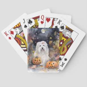 Jeu De Cartes Halloween vieux chien anglais avec la peur Citroui