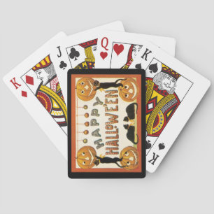 Jeu De Cartes Halloween vintage, Chats noirs avec Jackolanterns