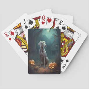 Jeu De Cartes Halloween Weimaraner avec la peur Citrouille