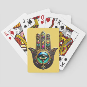 Jeu De Cartes Hamsa Brun Coloré Troisième Oeil Arc-en-Ciel