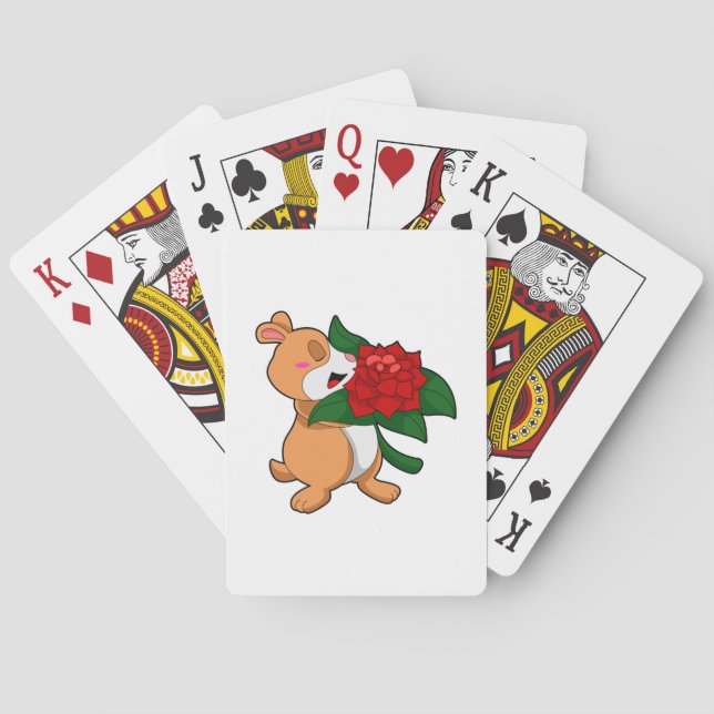 Jeu De Cartes Hamster avec Rose à fleurs (dos)