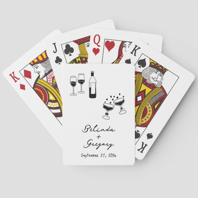 Jeu De Cartes Hand Drawn Black Illustrations Doodles Wedding (dos)