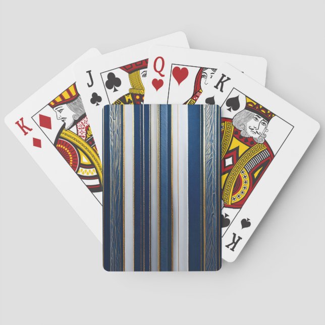 Jeu De Cartes Hanoukka Blues Stripes Bleu Blanc Or (dos)