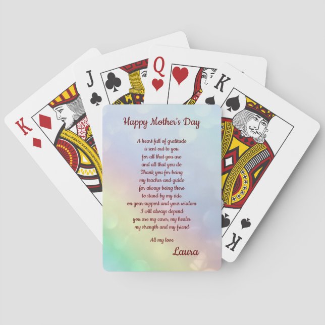 Jeu De Cartes Happy Mothers Day Poem personnalisé (dos)