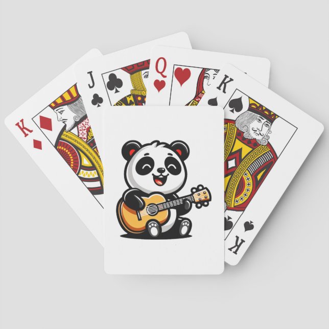 Jeu De Cartes Happy Panda Guitarist - Cute Acoustic Music Design (dos)