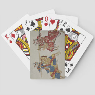 Jeu De Cartes Harley 4205 f.366 Jousting Knights, c.1445 (vellum