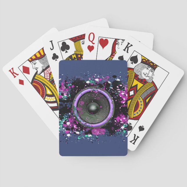 Jeu De Cartes Haut-parleur de musique et peinture éclaboussée (dos)