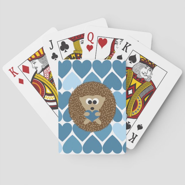 Jeu De Cartes Hérisson et Coeurs Bleus (dos)