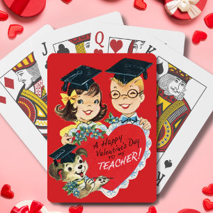 Jeu De Cartes Heureuse Sainte-Valentin rétro vintage à enseignan